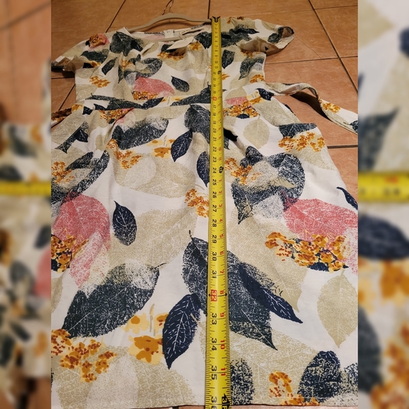 NWT SM WORDROBE Printed Leafs Dress 100 COTTON - Picture 4 of 16